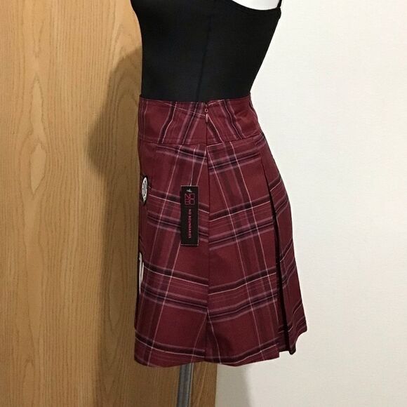 No Boundaries Red Plaid Pleated Micro Mini Skirt Size New X-Small - Picture 2 of 13